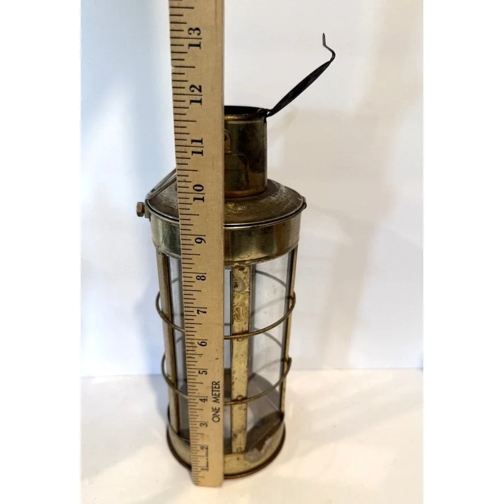 VTG Brass Marine Cargo Lantern Cylinder Glass Coastal Accent Decor Rustic Farm